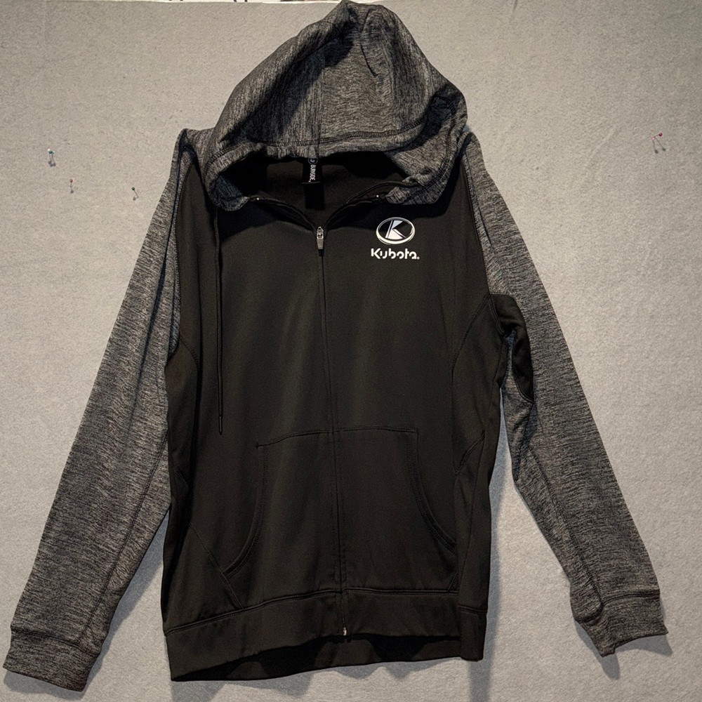 Burnside Kubota Black and Gray full Zip Hoodie Large